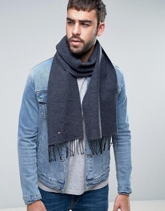 Шерстяной шарф с флажком Tommy Hilfiger - Темно-синий