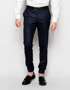 Эластичные брюки слим с кромкой манжетом Jack &amp; Jones Premium - Синий