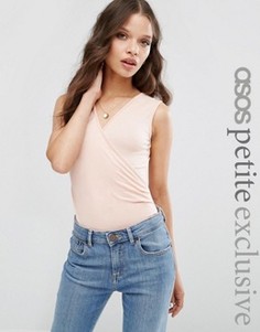 Боди без рукавов с запахом спереди ASOS PETITE - Розовый