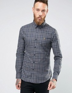 Меланжевая темно-синяя рубашка узкого кроя Farah - Темно-синий