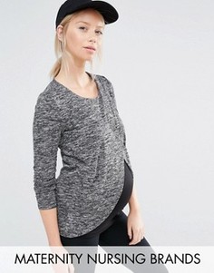 Топ для кормления из меланжевого трикотажа с запахом Mamalicious - Серый Mama.Licious