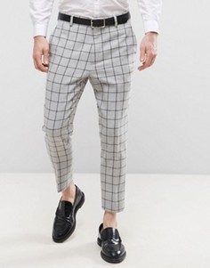 Светло-серые укороченные брюки с отворотами ASOS - Серый