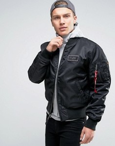 Черная классическая куртка-пилот с капюшоном Alpha Industries MA-1 - Черный