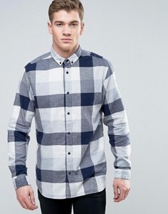 Узкая рубашка в клетку из ткани с добавлением хлопка Jack &amp; Jones Originals - Серый