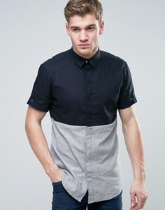 Рубашка классического кроя с короткими рукавами и контрастной вставкой Jack &amp; Jones Core - Темно-синий