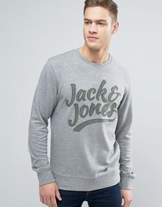 Свитшот с вышитым логотипом Jack &amp; Jones Originals - Серый