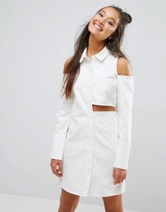 Белое деконструированное джинсовое платье-рубашка ASOS - Белый