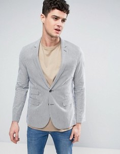 Блейзер скинни в темно-синюю полоску ASOS - Темно-синий