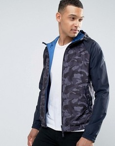Синяя куртка с капюшоном и камуфляжным принтом Armani Jeans - Синий