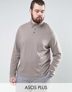 Трикотажное поло с длинными рукавами ASOS PLUS - Серый