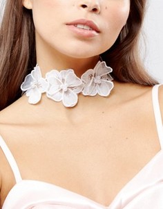 Ожерелье-чокер с цветами ASOS - Белый