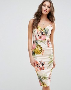 Платье-футляр миди с тропическим принтом ASOS Hitchcock - Мульти