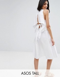 Хлопковое платье с открытой спиной и завязкой ASOS TALL - Белый