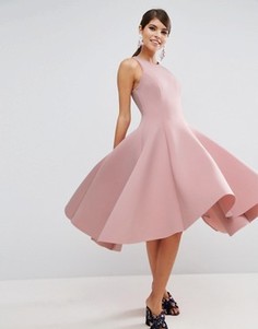 Платье миди для выпускного со вставками ASOS SALON - Розовый