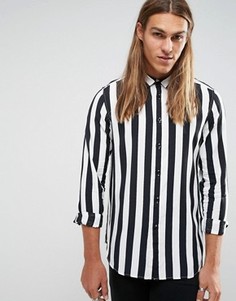 Рубашка классического кроя в черно-белую полоску ASOS - Черный