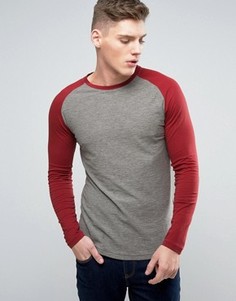 Лонгслив с контрастными рукавами реглан Jack &amp; Jones Originals - Серый