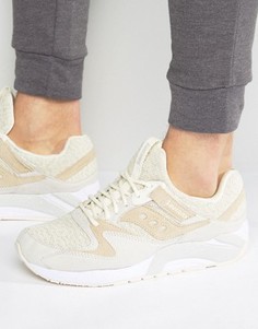 Кремовые кроссовки с трикотажными вставками Saucony 9000 S70302-1 - Кремовый