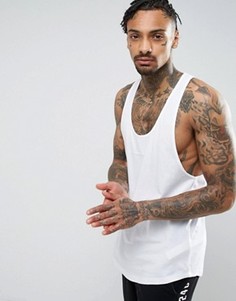 Белая длинная майка-борцовка с закругленным низом ASOS - Белый