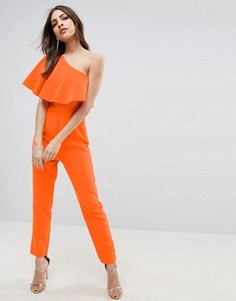 Комбинезон на одно плечо с оборками ASOS - Оранжевый