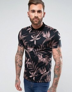 Поло с цветочным принтом ASOS - Черный