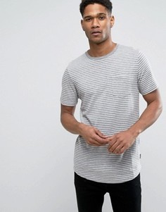 Футболка в полоску с карманом и асимметричным краем Jack &amp; Jones Originals - Серый