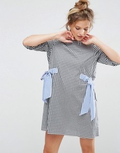 Цельнокройное платье в клетку с бантами ASOS - Мульти