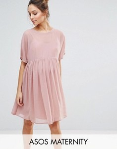 Свободное платье из дышащей ткани ASOS Maternity - Розовый
