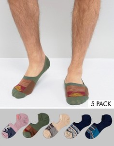 Набор из 5 пар невидимых носков с ацтекским узором ASOS - Мульти