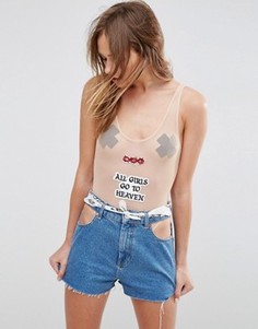 Боди из сетчатого материала ASOS X LOT STOCK &amp; BARREL - Бежевый