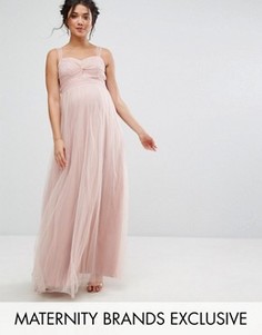 Платье макси из тюля с узлом Chi Chi London Maternity - Фиолетовый