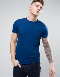 Синяя футболка узкого кроя с логотипом Hollister - Синий
