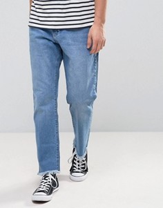 Выбеленные расклешенные джинсы цвета индиго с развернутым краем Zeffer - Синий