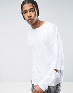 Oversize-лонгслив с вырезом и металлическим кольцом ASOS - Белый