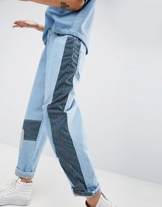 Разноцветные джинсы в стиле пэчворк ASOS WHITE - Синий