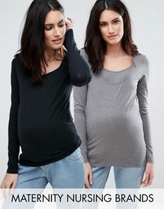 2 трикотажных лонгслива Mama.licious Nursing - Мульти