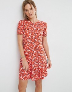 Чайное платье мини с цветочным принтом ASOS - Мульти