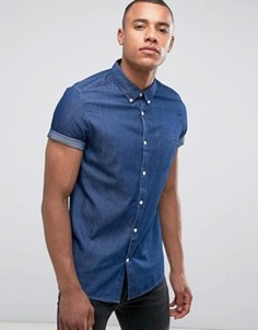 Узкая джинсовая рубашка с короткими рукавами Burton Menswear - Темно-синий
