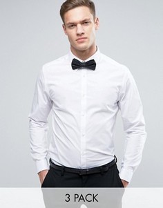 Облегающая рубашка с запонками и галстуком-бабочкой Burton Menswear - Белый