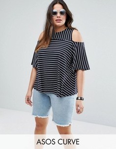 Топ в полоску с вырезами на плечах ASOS CURVE - Мульти