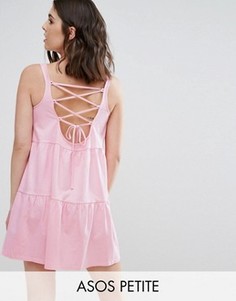 Свободный сарафан со шнуровкой на спине ASOS PETITE - Розовый