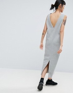 Платье-свитшот макси без рукавов с глубоким вырезом на спине ASOS - Серый