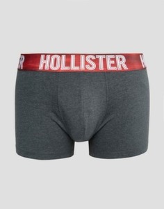 Однотонные боксеры-брифы с логотипом Hollister - Серый