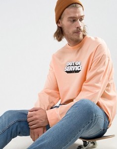Oversize-лонгслив с принтом Out Of Service ASOS - Оранжевый