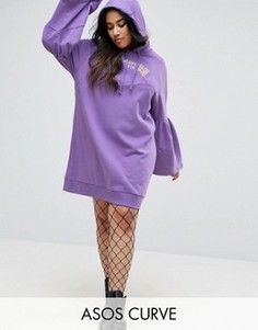 Платье с капюшоном и принтом ASOS CURVE - Фиолетовый