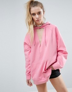 Oversize-худи с вырезом ASOS - Розовый