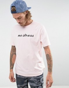 Свободная футболка с вышивкой ASOS - Розовый
