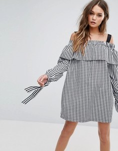 Свободное платье в клеточку Boohoo - Черный