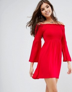 Платье мини с открытыми плечами ASOS - Красный