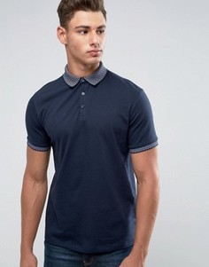 Синее поло с контрастным воротником Burton Menswear - Темно-синий