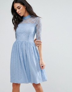 Приталенное кружевное платье миди Liquorish - Синий